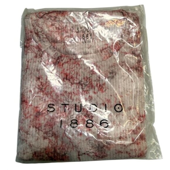 Studio 1886 Womens Ribbed Knit 2-Piece Set Pink Tie-Dye Print Size Medium - Picture 2 of 7